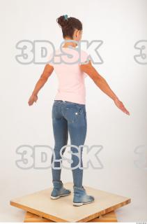 Whole body modeling pose pink t shirt blue jeans of…